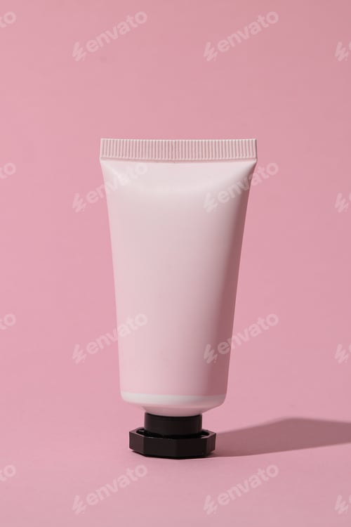Preview: A pink tube stands alone on a soft pink backdrop