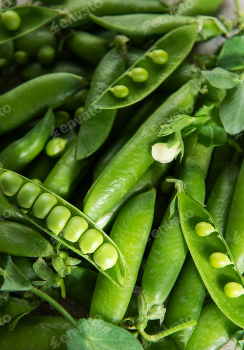 Preview: Fresh green peas pod with healthy organic food