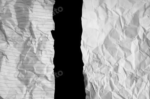 Preview: Close up of a white crumpled piece of paper with copy space.