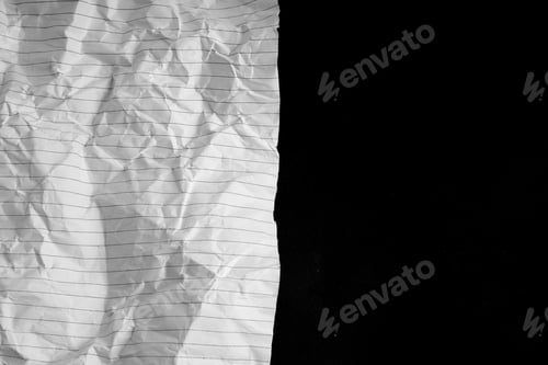 Preview: Close up of a white crumpled piece of paper with copy space.