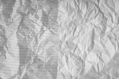 Preview: Close up of a white crumpled piece of paper with copy space.
