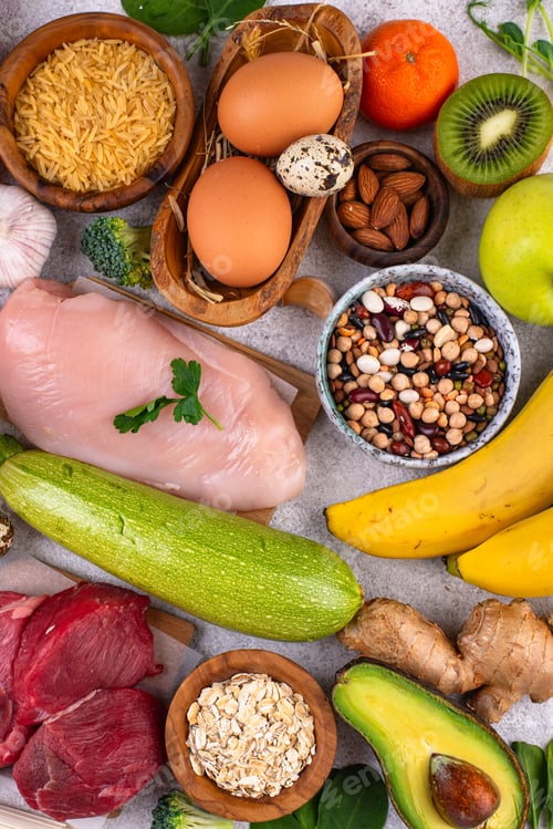 Preview: Clean eating balanced protein healthy food.