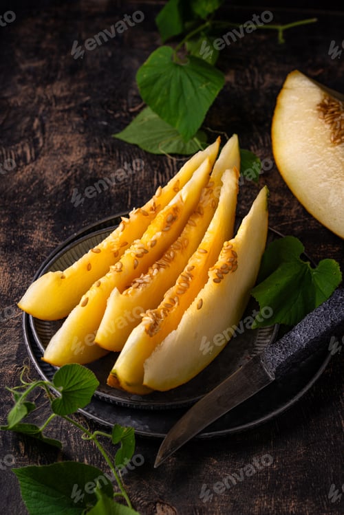 Preview: Fresh sweet ripe juicy sliced melon