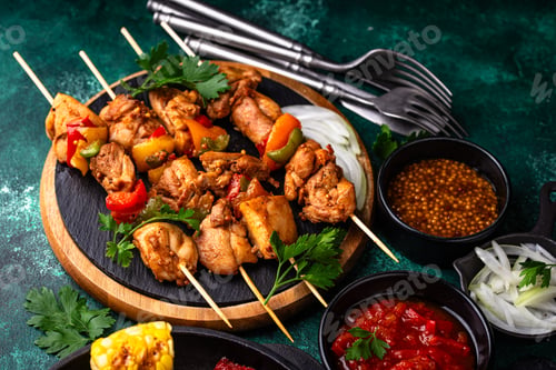 Preview: Assortment of grilled bbq meat and vegetables