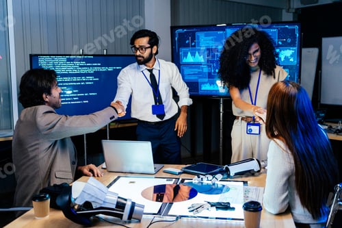Preview: Team handshake during AI presentation at the meeting