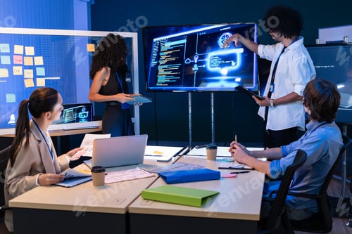 Preview: Tech team presenting artificial intelligence project at the meeting
