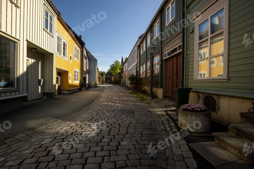 Preview: Scenic Cobblestone Road Lined with Wooden Houses