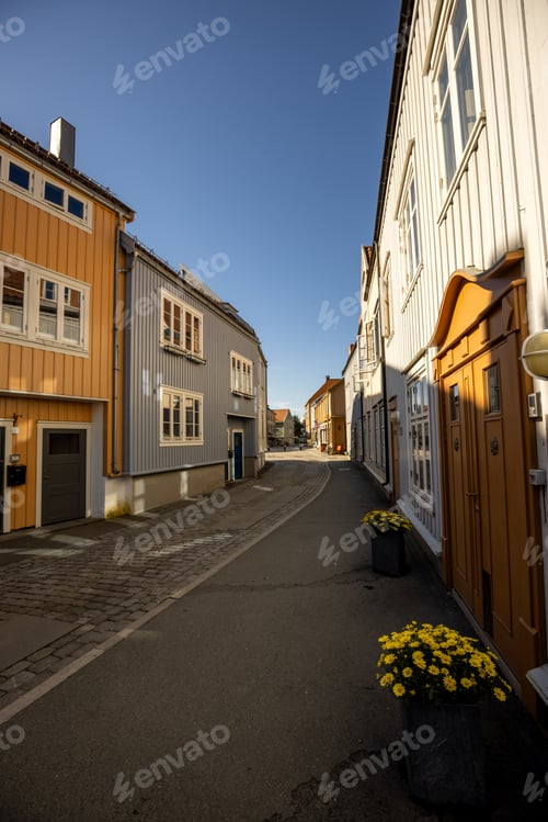 Preview: Quiet Historic Street with Colorful Wooden Houses