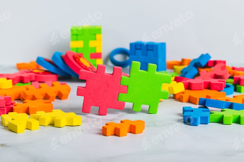 Preview: Colorful puzzle pieces for children's tabletop game