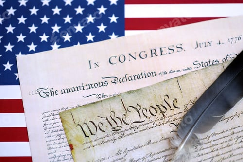 Preview: United States Bill of Rights Preamble to the Constitution and American Flag
