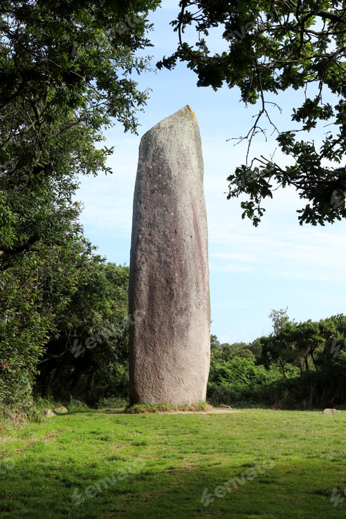 Preview: Menhir Kerloas is a famous ancient standing stone in Brittany, France.