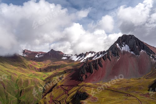 Preview: Pallay punchu mountain range landscape in Peruvian Andes