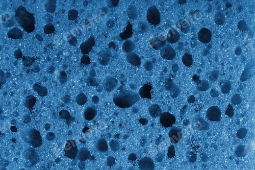 Preview: Macro, Closeup Of Blue Foam Sponge Texture With Porous, Spongy And Bubbly Pattern Background
