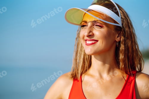 Preview: Young dancers in colorful swimsuits are dancing in morning. ?oncept of sports, fitness Active sport.