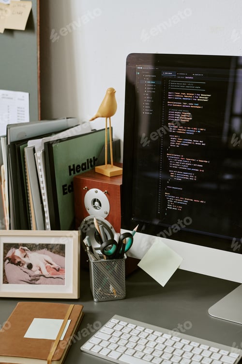 Preview: Software Developer Workspace Displaying Code for Web Development