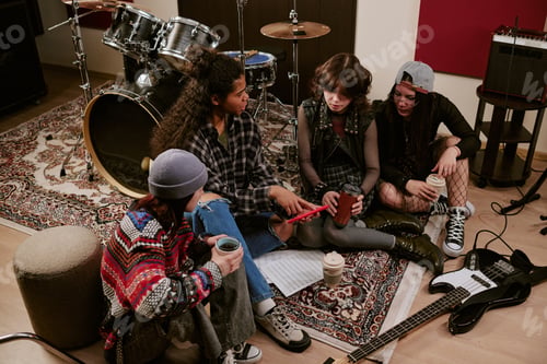 Preview: Diverse Teenage Girls Rehearsing Music Together in Recording Studio