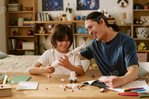 Preview: Father and Son Building Model Rocket for Stem Learning at Home