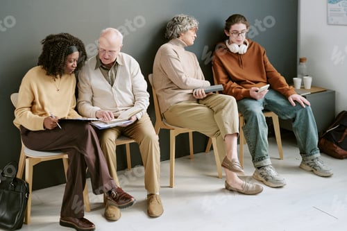 Preview: Diverse Patients Waiting for Appointment in Healthcare Clinic