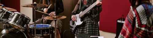 Preview: Teenage Girls Playing Bass and Drums during Studio Jam Session
