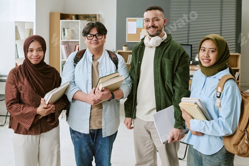 Preview: Portrait of Diverse College Students Posing for Education Campaign