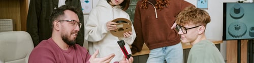 Preview: Header of Teenagers and Adult Man Discussing 3d Printing in Classroom