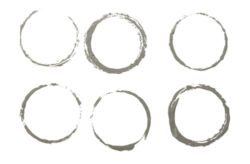 Preview: Set of real grey paint circle frames isolated on white background