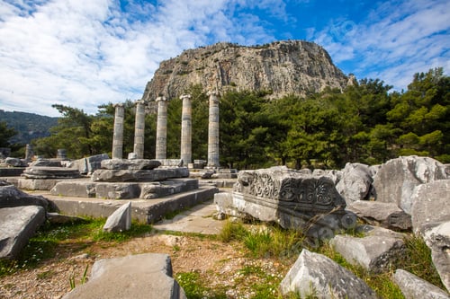 Preview: Historic Ruins of Athena Polias Temple in Priene Ancient City Aydin
