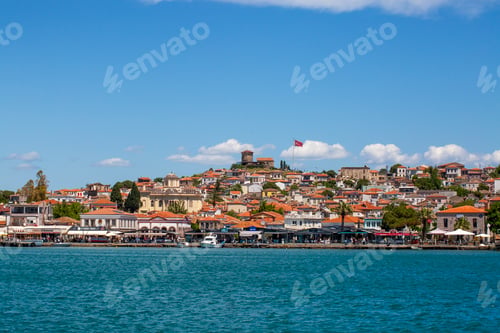 Preview: Ayvalik - Turkey, May 17, 2026, Scenic view of beautiful Cunda Island waterfront townscape with hist