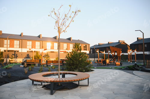 Preview: Modern residential development featuring playground and recreation area