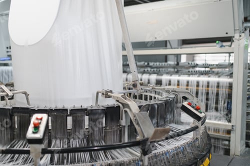 Preview: Textile production machine weaving polypropylene yarn fabric