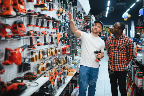 Preview: A sales consultant helps a client choose a screwdriver in a hardware store