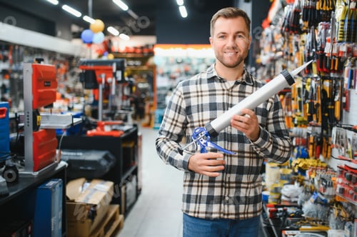 Preview: A man in a hardware store choosing a tool