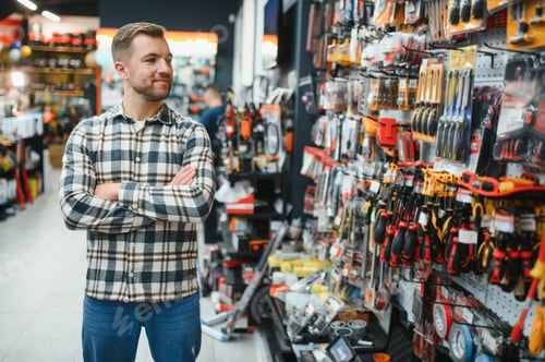 Preview: Portrait of mature man standing in hardware store