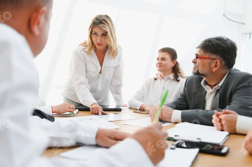 Preview: Business team analyzing data and discussing strategy in meeting