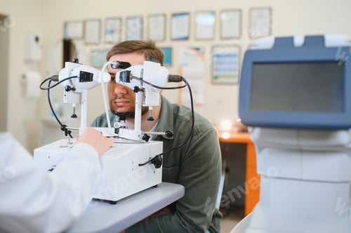 Preview: Patient undergoing strabismus diagnosis with synoptophore in clinic