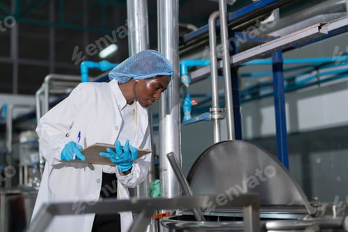 Preview: Black worker checksthe boiling process in food processing area