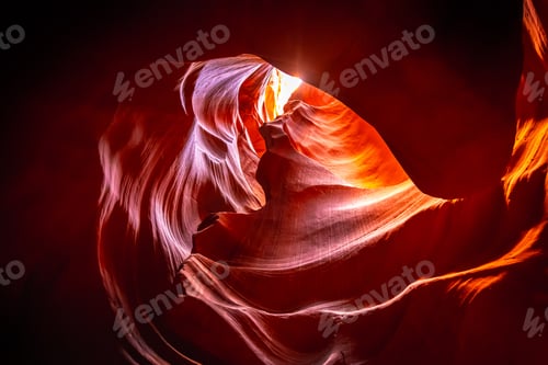 Preview: Antelope canyon slot canyon sandstone formations with light beams