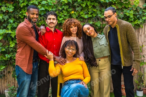 Preview: Diverse group of people showing support and unity