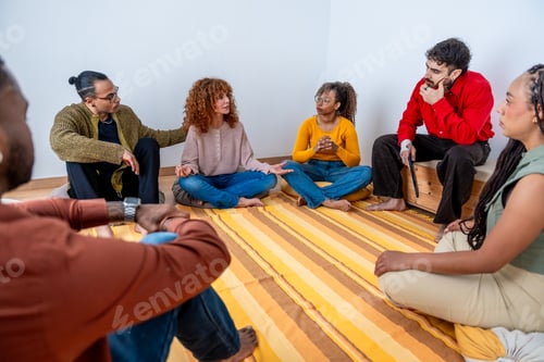 Preview: Diverse adults participating in group therapy support circle