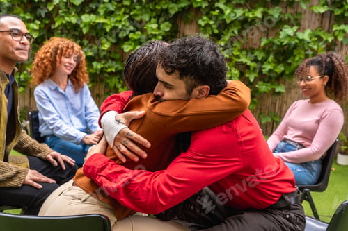 Preview: Diverse people sharing empathy during group therapy session