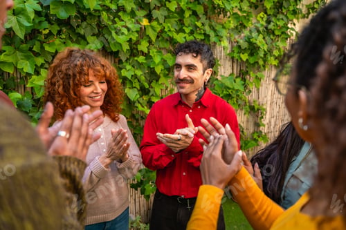 Preview: Diverse people clapping hands showing support and unity