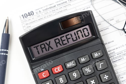 Preview: Tax Refund Calculation Concept with 1040 Form and Calculator