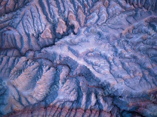 Preview: Colorful layered mountains with geological pattern of Altyn Emel national park in Kazakhstan