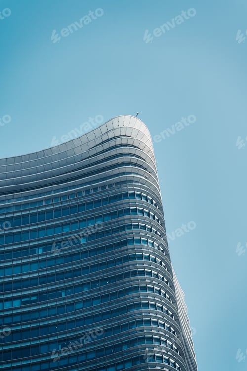 Preview: Modern glass skyscraper building with curved facade design