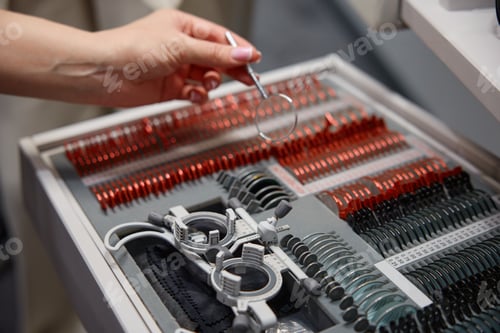 Preview: Color test preparation workspace,. Precise setup of lenses and filters for precise color vision