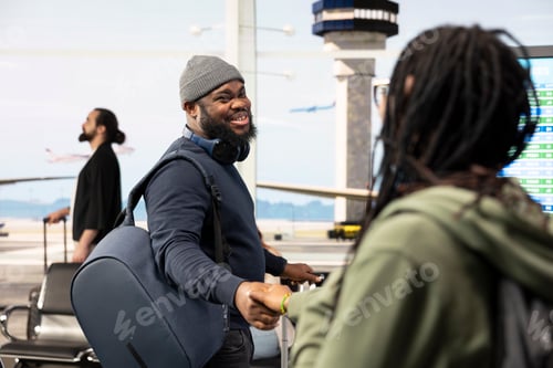 Preview: Heartfelt farewell between man and woman in airport terminal