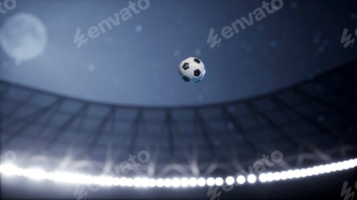 Preview: Computer graphics rendered soccer ball illuminated by spotlights