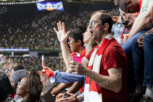 Preview: Tense football supporters reacting to a dramatic final minute attack
