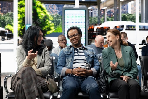 Preview: Bus terminal with people prepares for international and regional intercity route