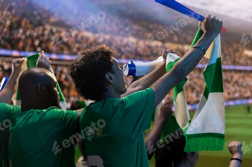 Preview: Soccer fans waving scarves during soccer match day